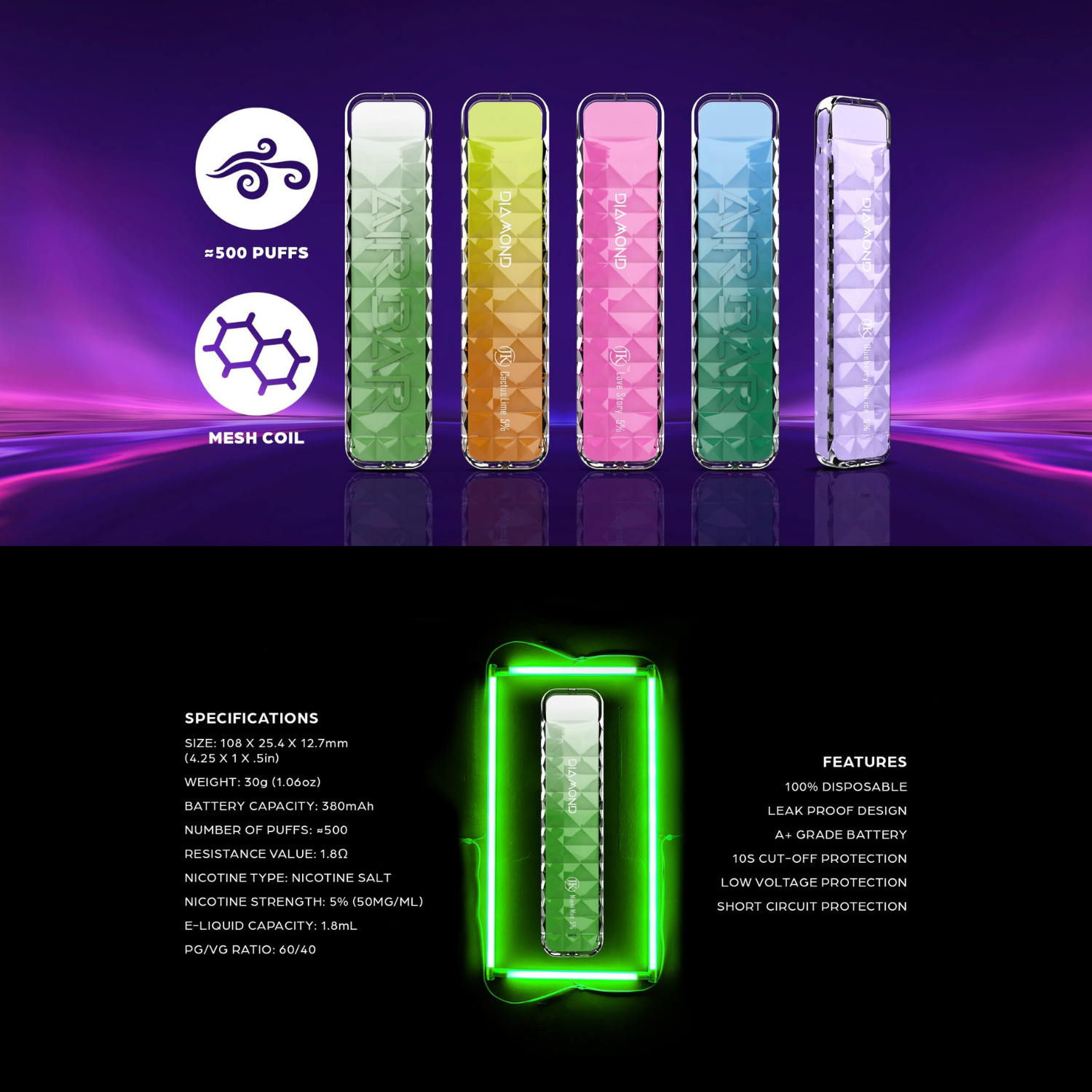Air Bar Diamond Disposable Vape All Flavors Apvs Air Bar Diamond Disposable Vape All Flavors Apvs