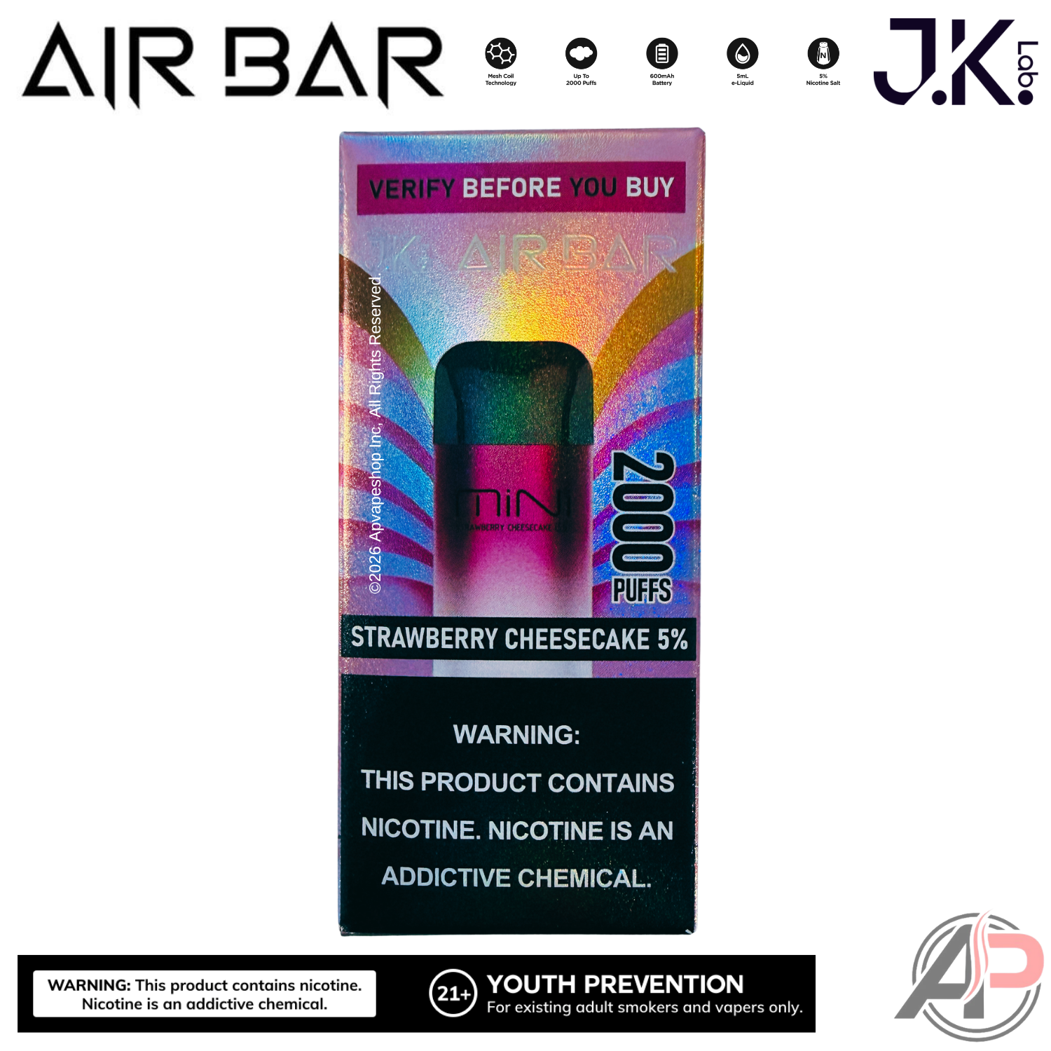 Air Bar Mini 2000 Puffs Disposable Vape Device