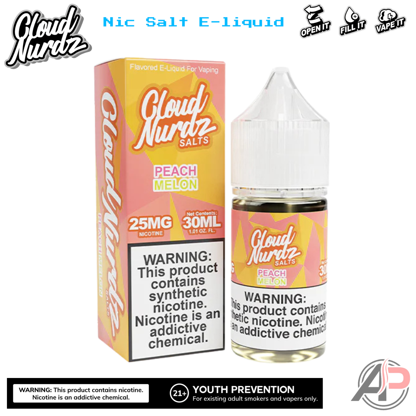 Cloud Nurdz Peach Melon E-Liquid 100mL