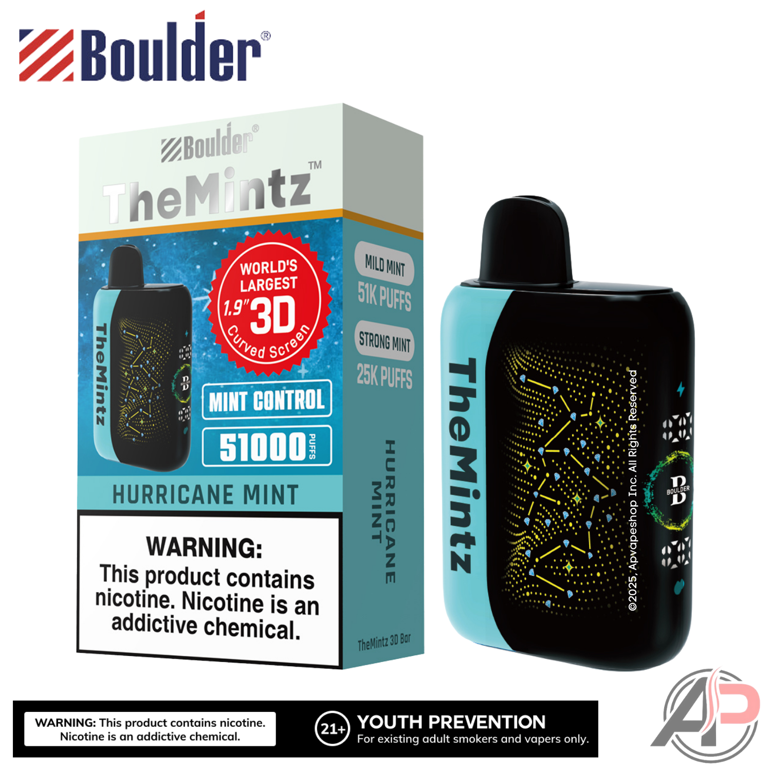 Boulder The Mintz 3D Bar 51000 Puffs Disposable Vape Device Apvs Boulder The Mintz 3D Bar 51000 Puffs Disposable Vape Device Apvs