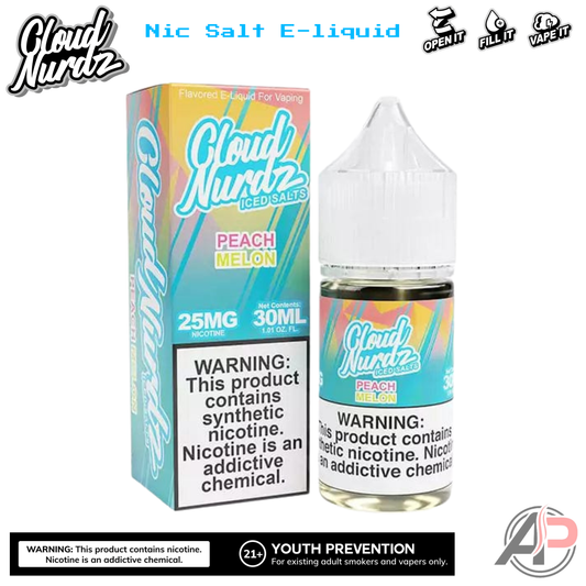 Cloud Nurdz Peach Melon Iced E-Liquid 100mL