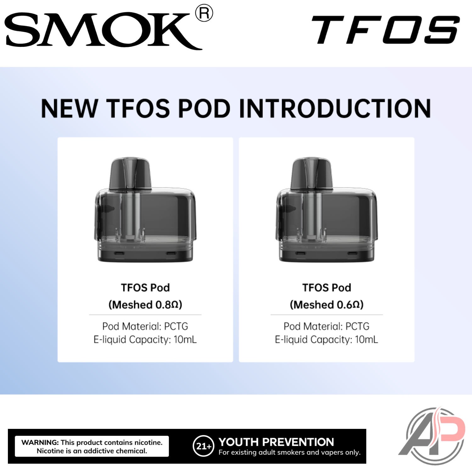 Smok TFOS Replacement Pods 2 Pack Apvs Smok TFOS Replacement Pods 2 Pack Apvs
