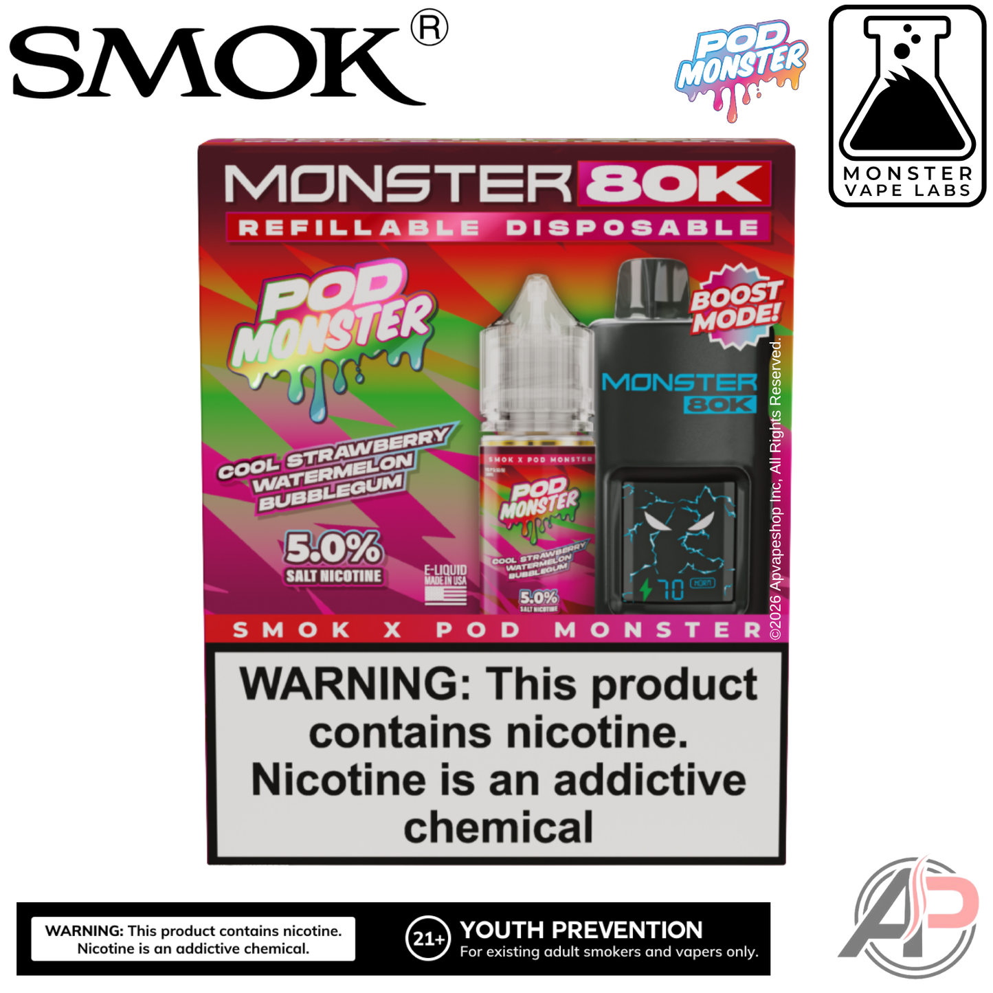 Smok Monster 80k Puffs Refillable Disposable Vape Device