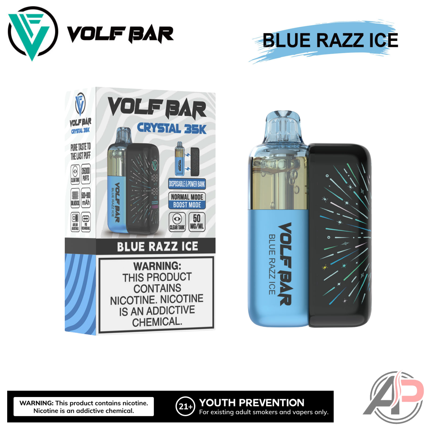 Volf Bar Crystal 35,000 Puffs Disposable Vape Device Apvs Volf Bar Crystal 35,000 Puffs Disposable Vape Device Apvs