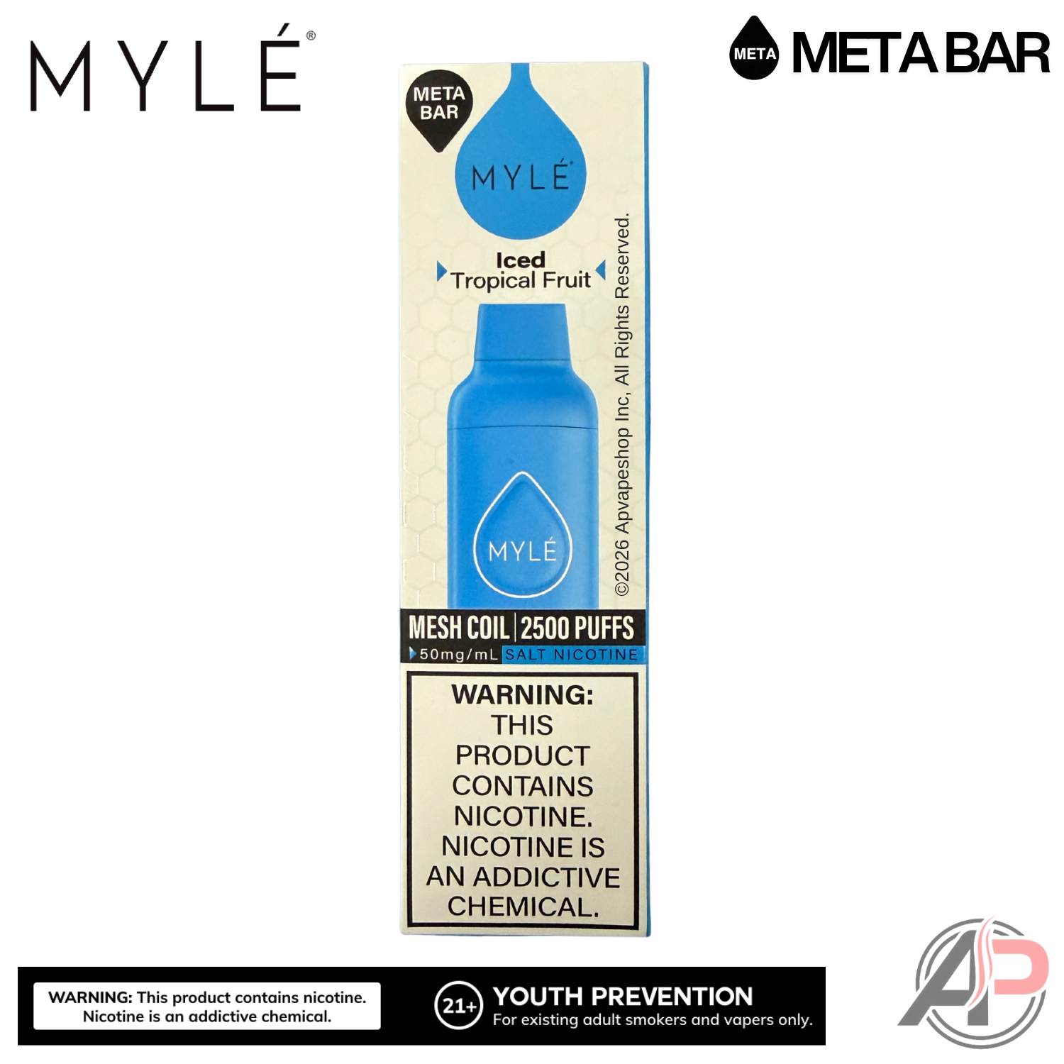 Myle Meta Bar Vape 2500 Puffs Vape Disposable Device