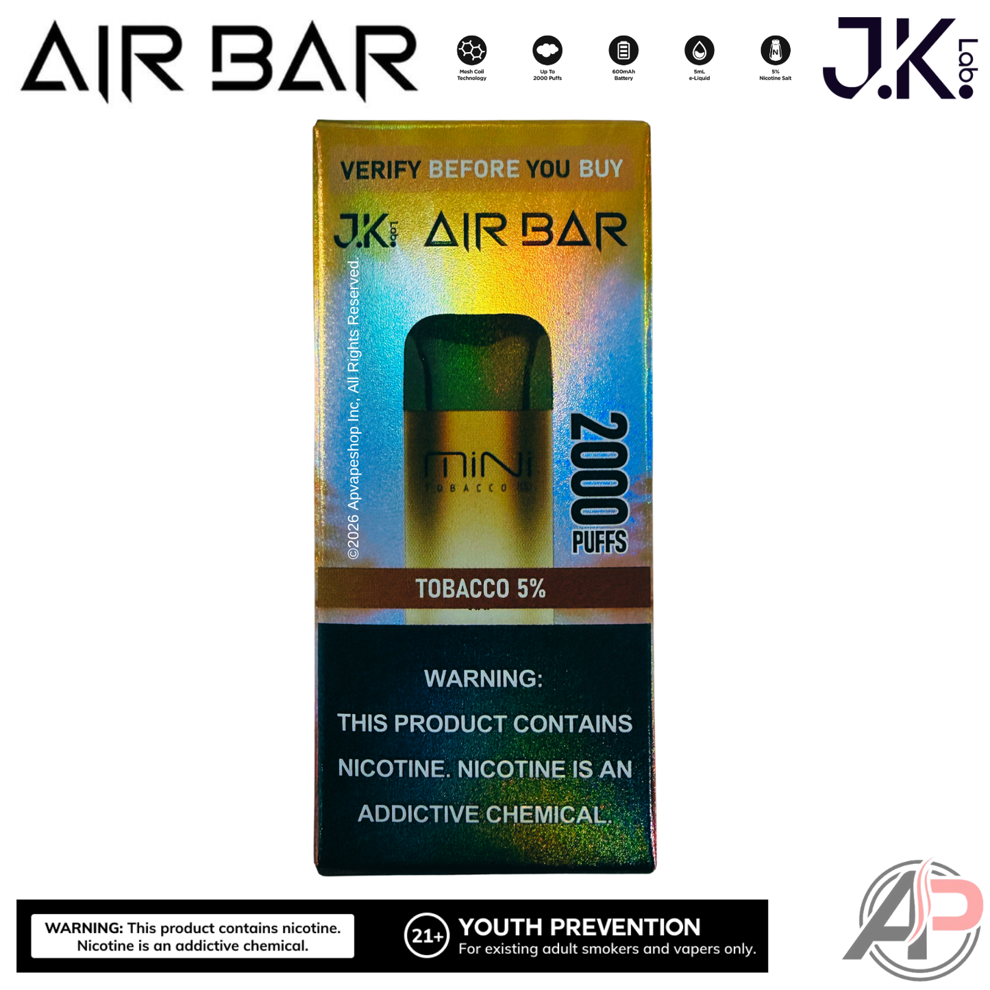 Air Bar Mini 2000 Puffs Disposable Vape Device