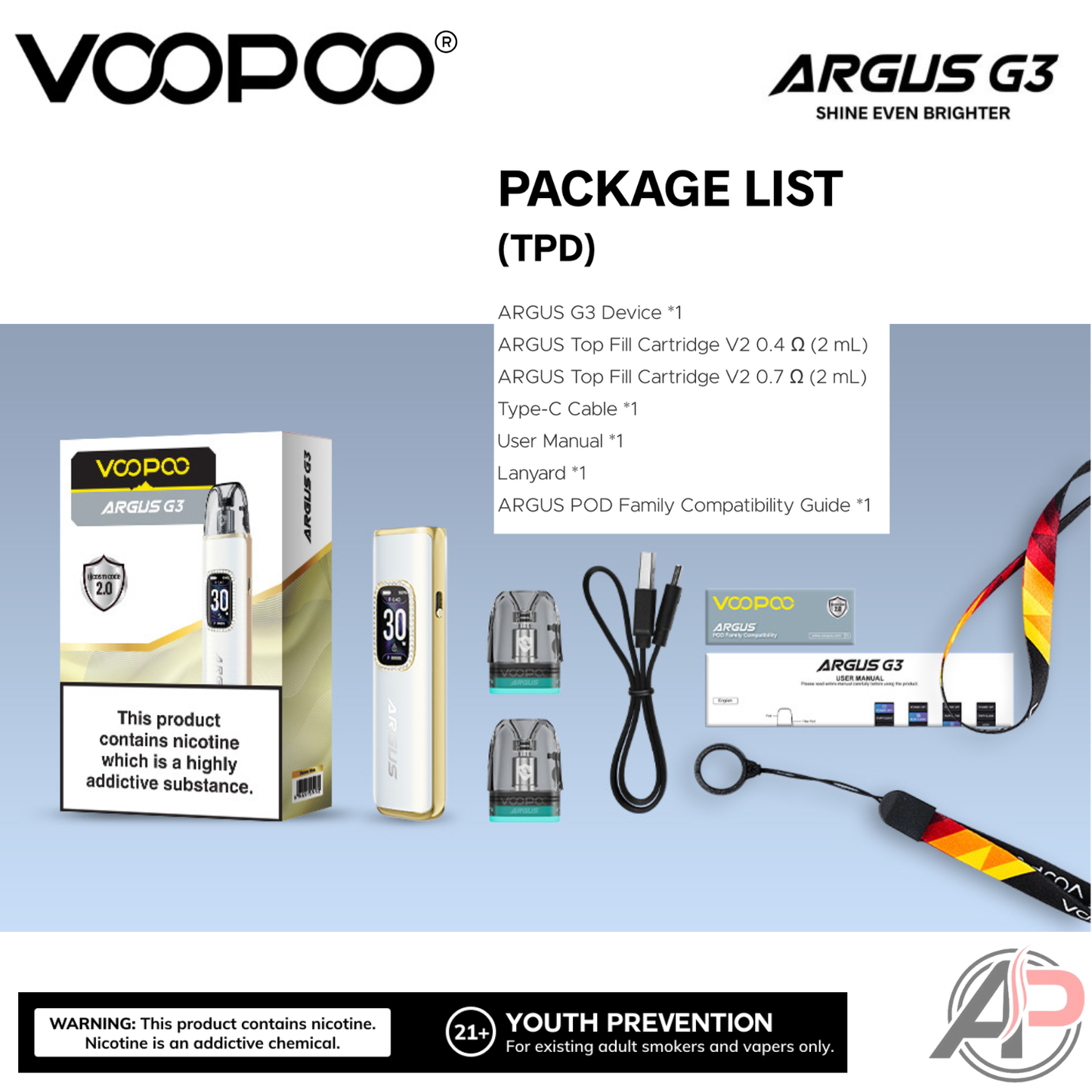Voopoo Argus G3 30w Pod System Starter Kit Device