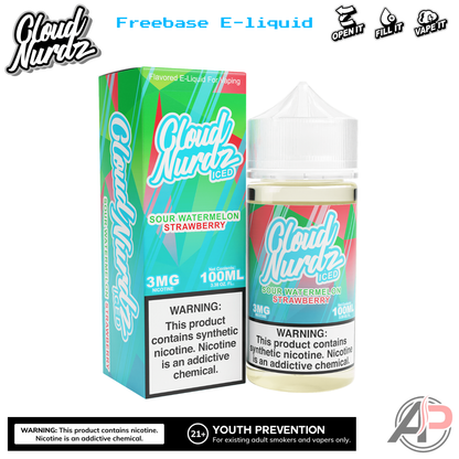Cloud Nurdz Sour Watermelon Strawberry Iced E-Liquid 100mL