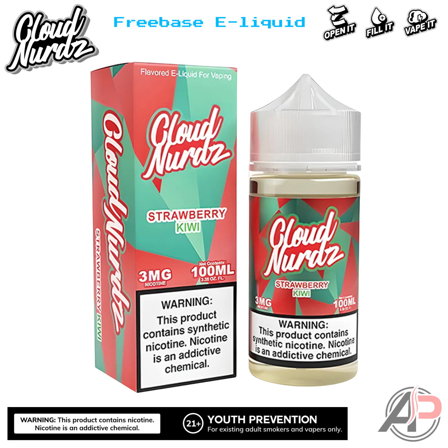 Cloud Nurdz Strawberry Kiwi E-Liquid 100mL