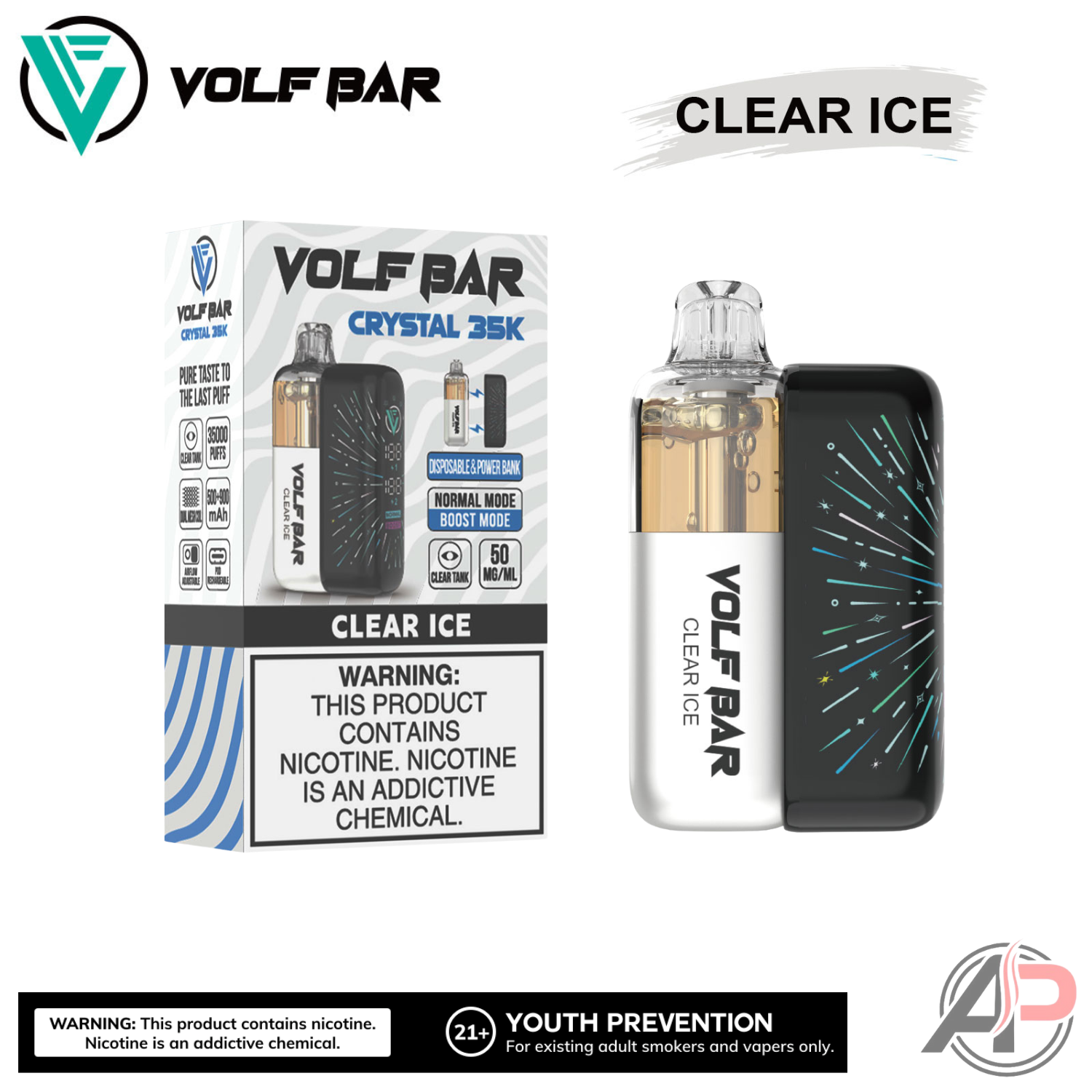 Volf Bar Crystal 35,000 Puffs Disposable Vape Device Apvs Volf Bar Crystal 35,000 Puffs Disposable Vape Device Apvs
