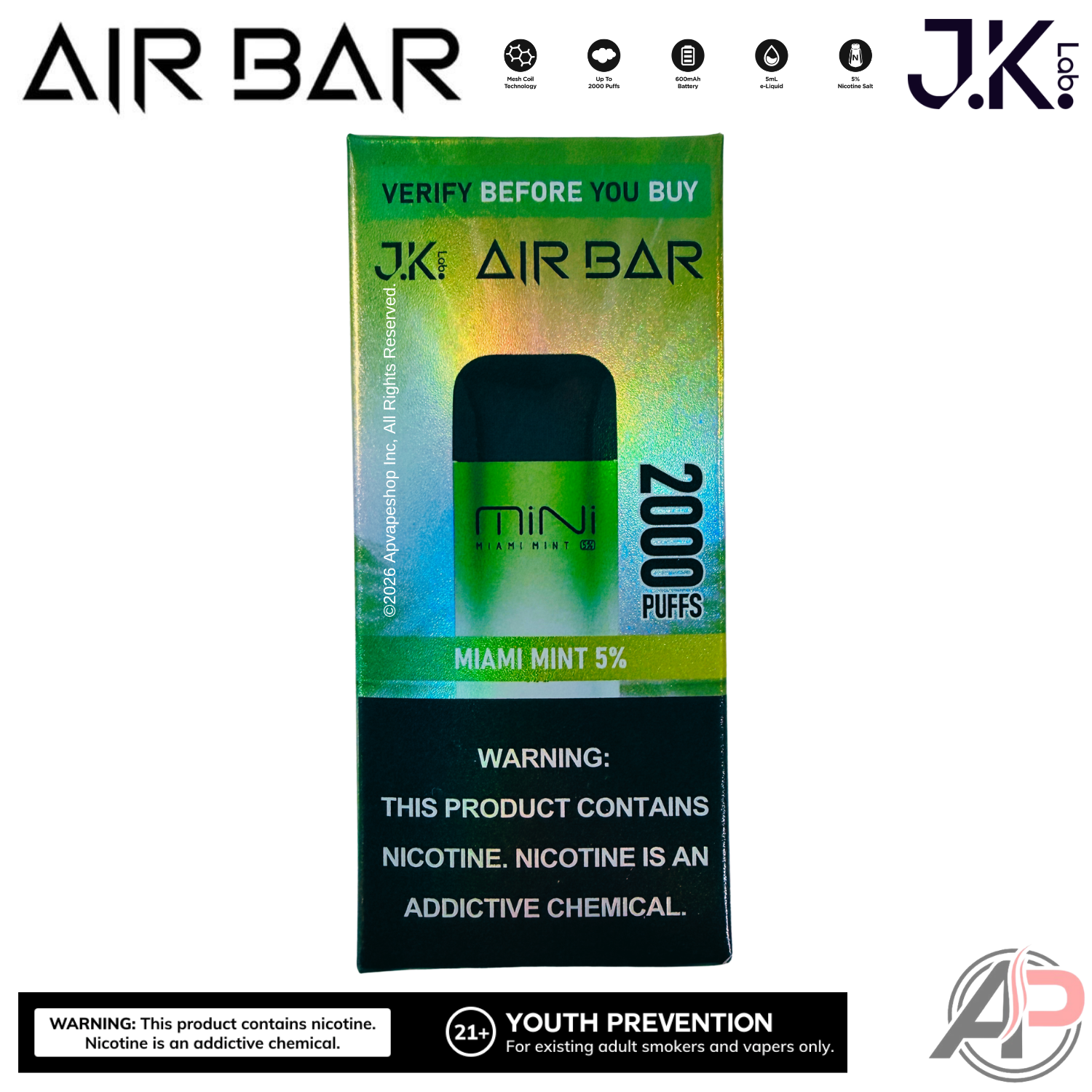 Air Bar Mini 2000 Puffs Disposable Vape Device
