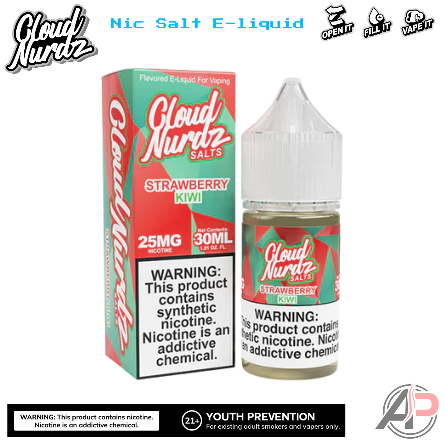 Cloud Nurdz Strawberry Kiwi E-Liquid 100mL