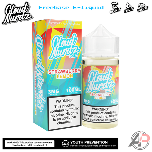 Cloud Nurdz Strawberry Lemon Iced E-Liquid 100mL