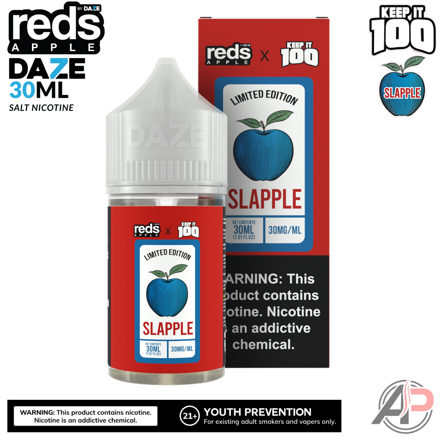 7 Daze Reds X Keep It 100 Slapple Salt Nicotine 30mL