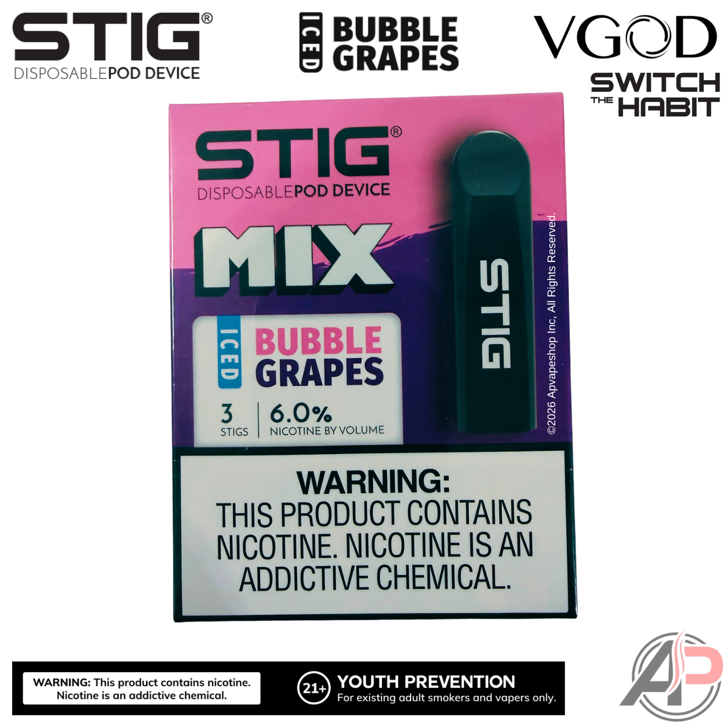 Vgod Stig Disposable Vape Device 3 Pack
