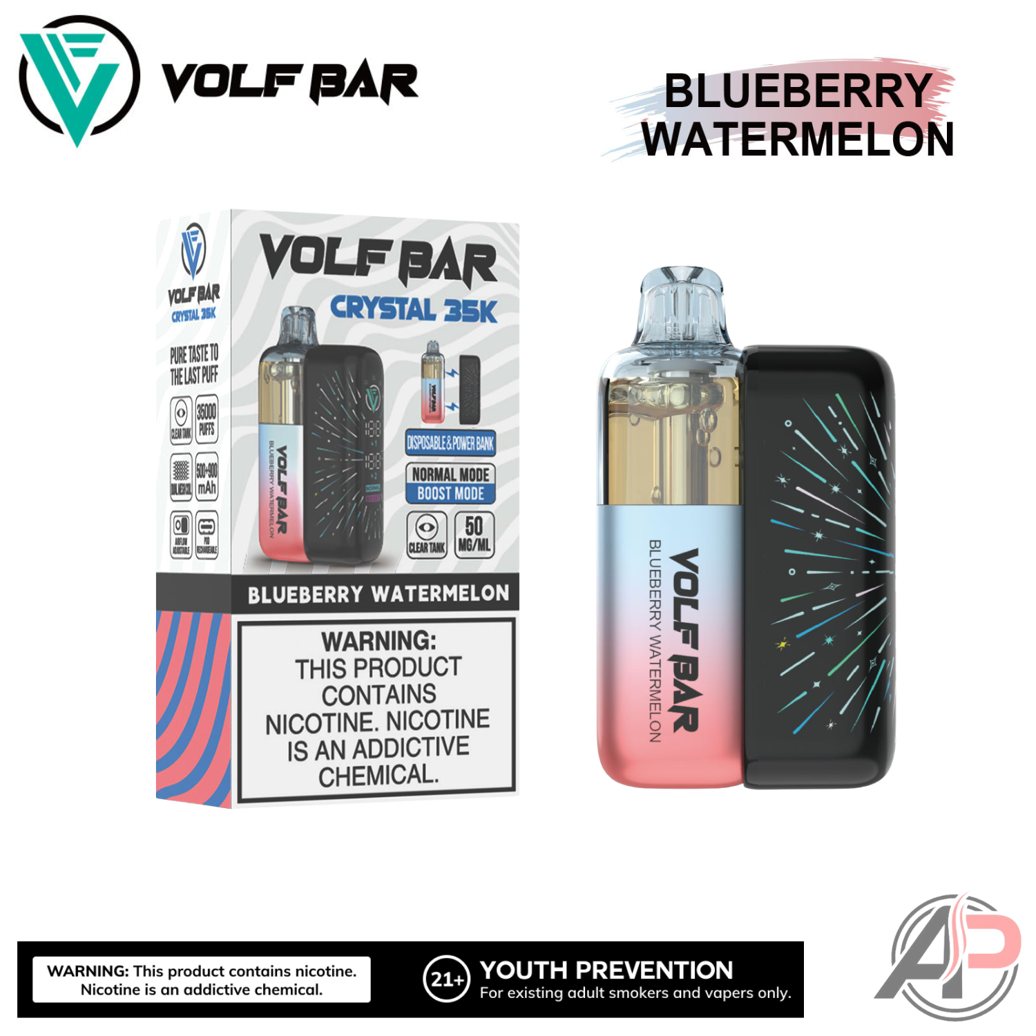 Volf Bar Crystal 35,000 Puffs Disposable Vape Device Apvs Volf Bar Crystal 35,000 Puffs Disposable Vape Device Apvs