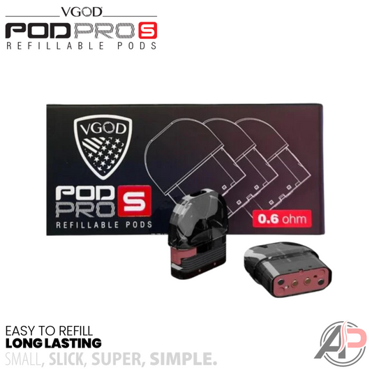 Vgod Pod Pro S Replacement Pods 3 Pack 0.6ohms 3 Pod Pack