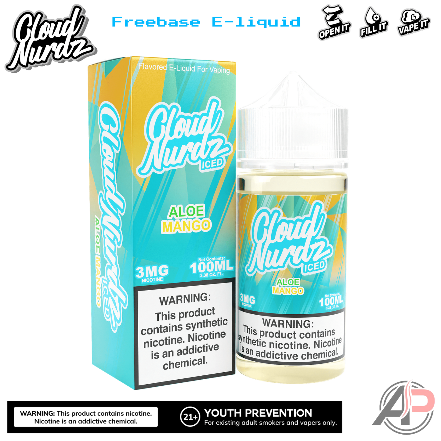 Cloud Nurdz Aloe Mango Iced E-Liquid 100mL