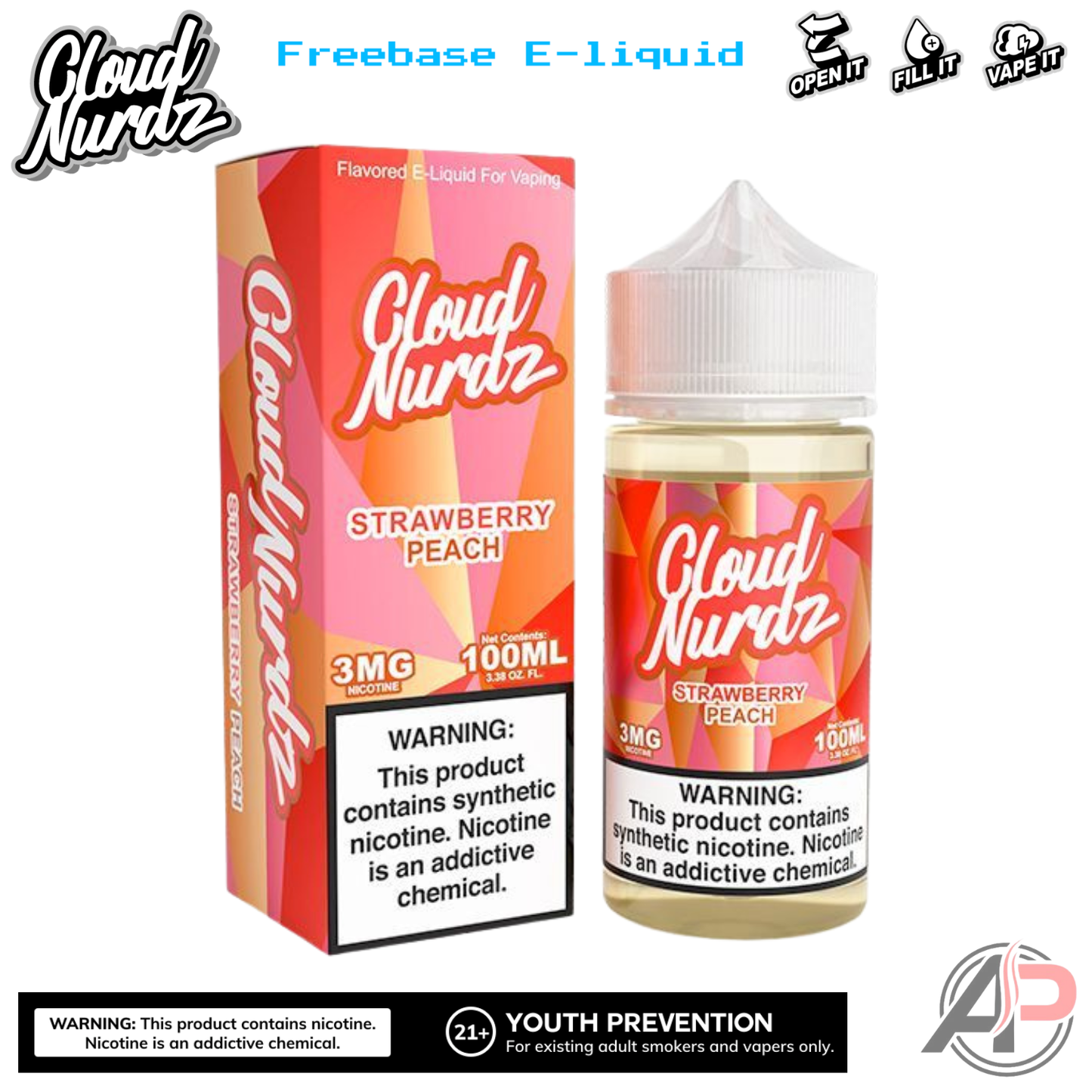Cloud Nurdz Strawberry Peach E-Liquid 100mL