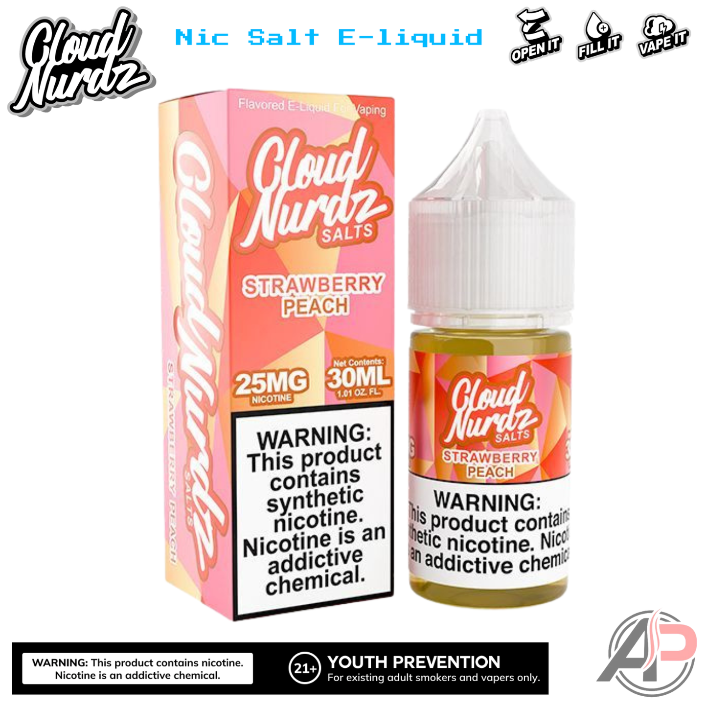 Cloud Nurdz Strawberry Peach E-Liquid 100mL