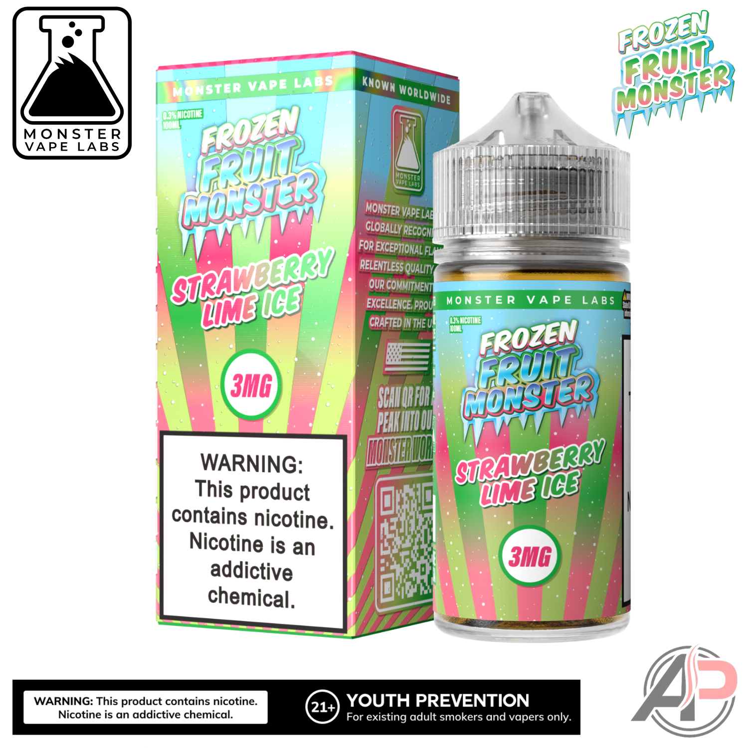 Strawberry Lime Ice E-Liquid By Frozen Fruit Monster Vape Labs 100mL