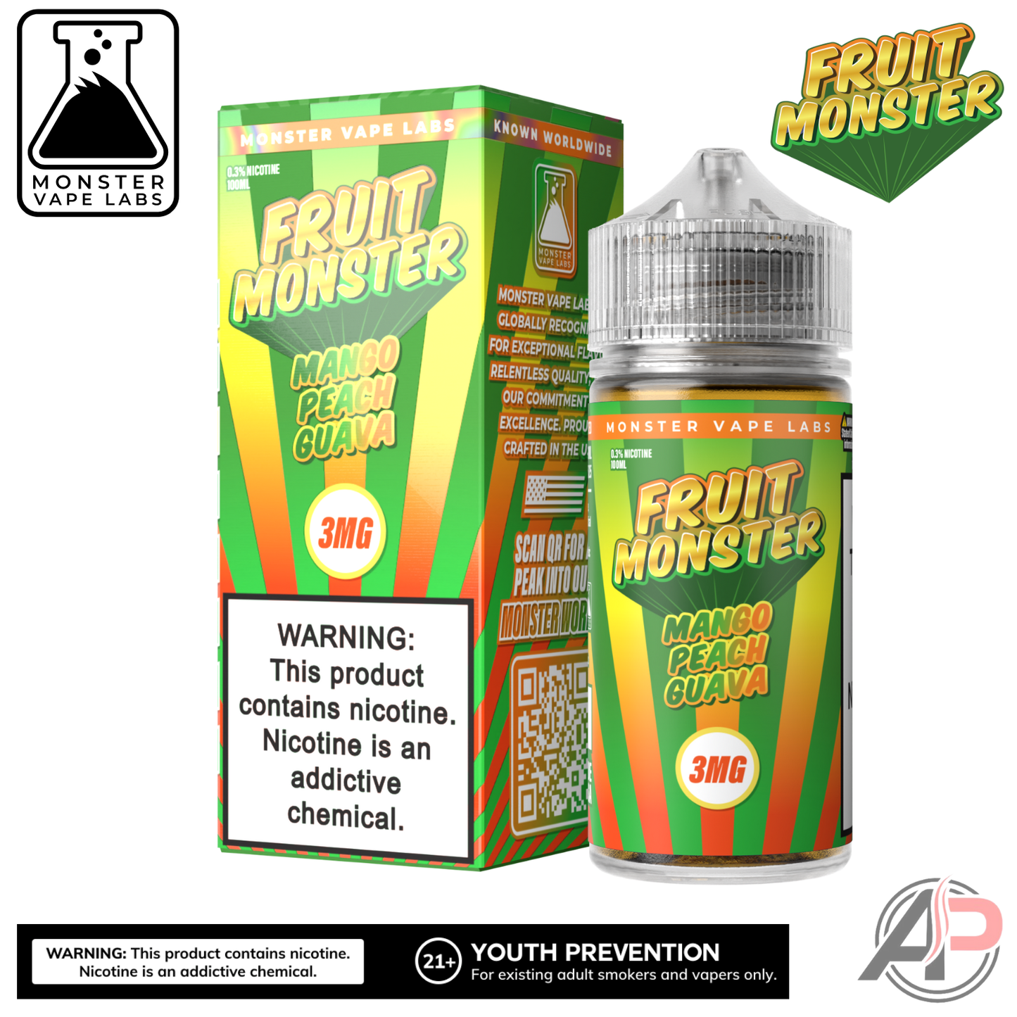 Mango Peach Guava E-Liquid By Fruit Monster Vape Labs 100mL