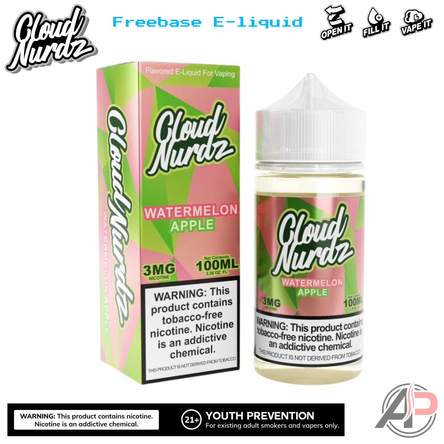 Cloud Nurdz Watermelon Apple E-Liquid 100mL