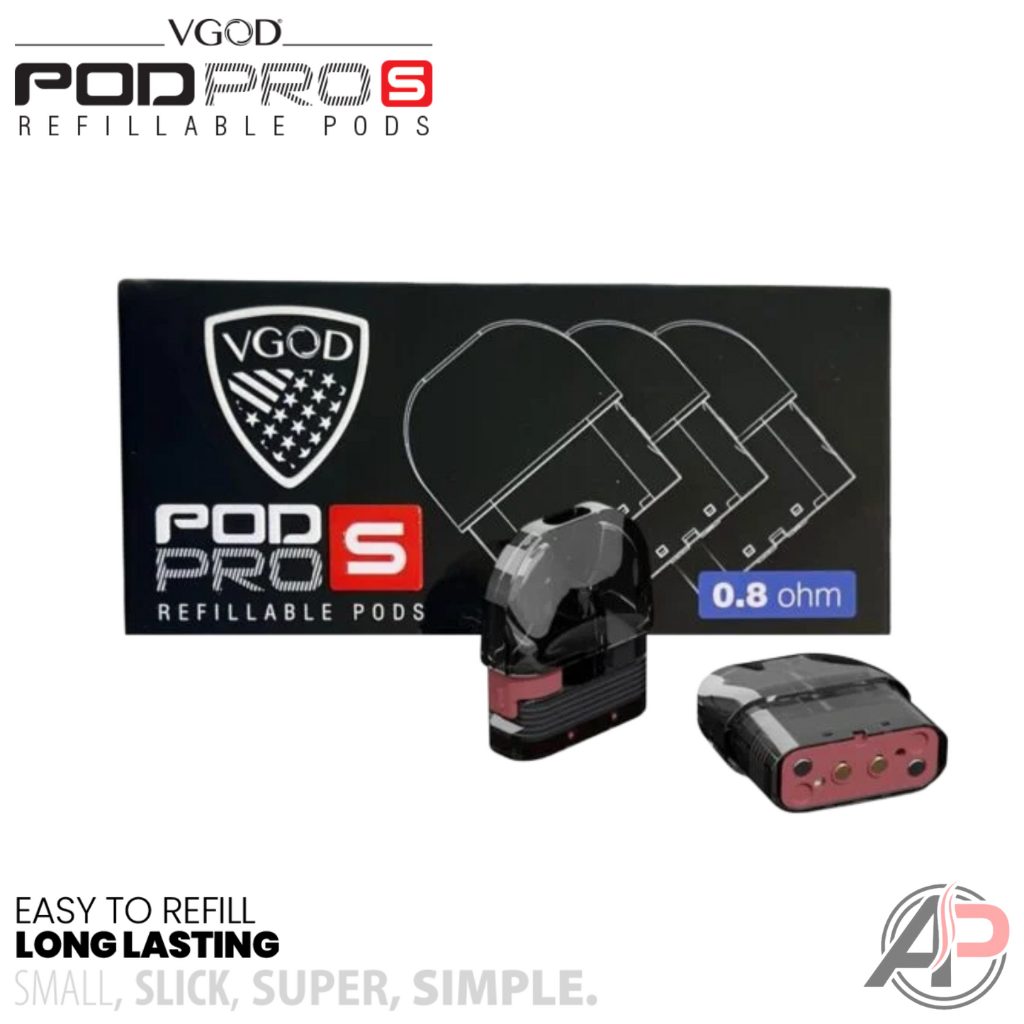 Vgod Pod Pro S Replacement Pods 3 Pack 0.8ohm 3 Pod Pack