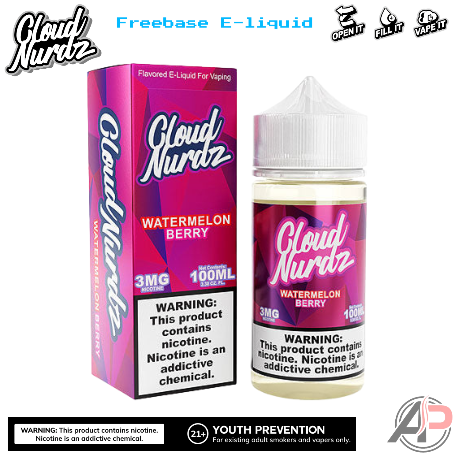 Cloud Nurdz Watermelon Berry E-Liquid 100mL