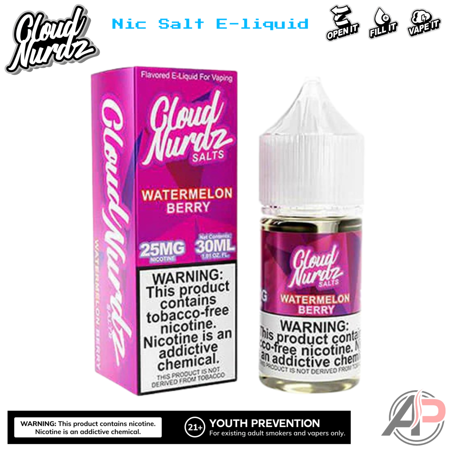 Cloud Nurdz Watermelon Berry E-Liquid 100mL