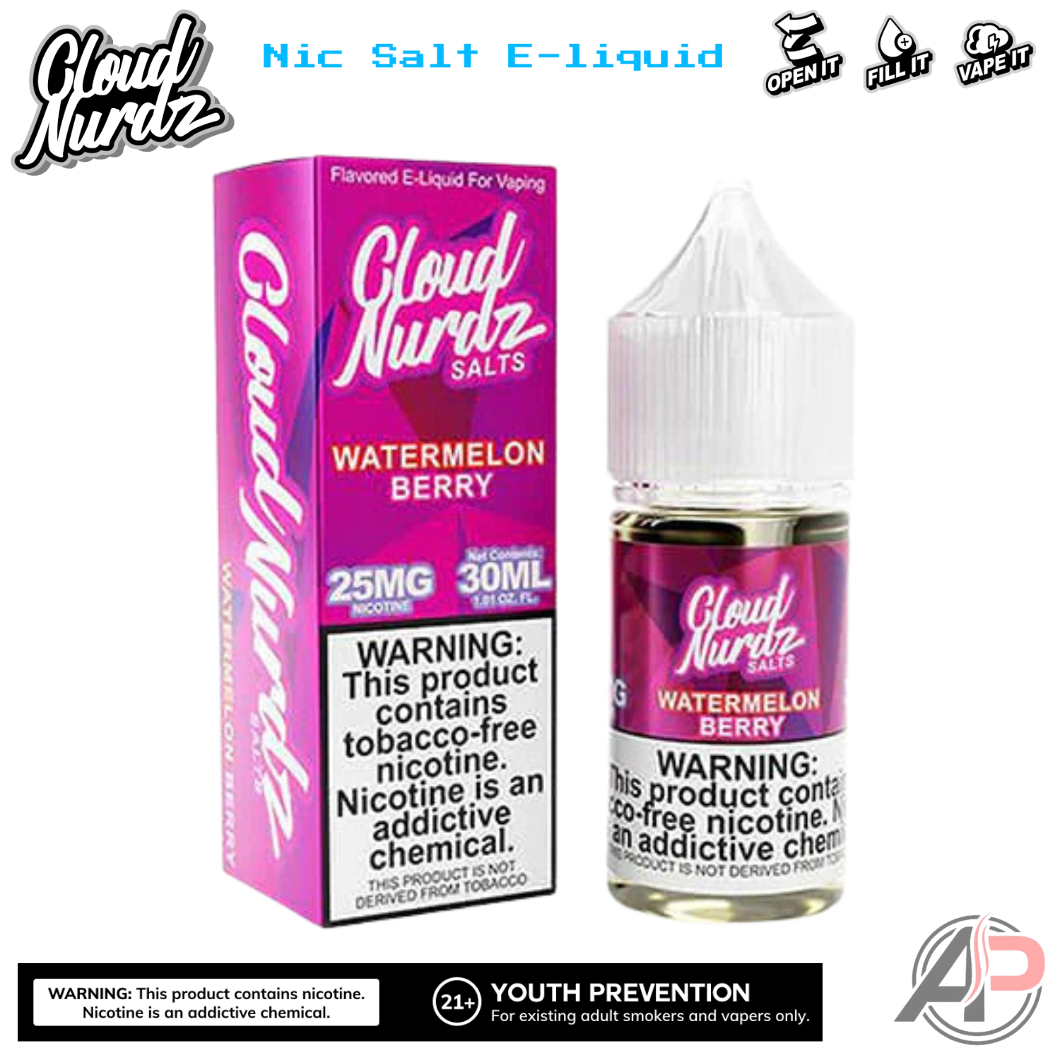Cloud Nurdz Watermelon Berry E-Liquid 100mL