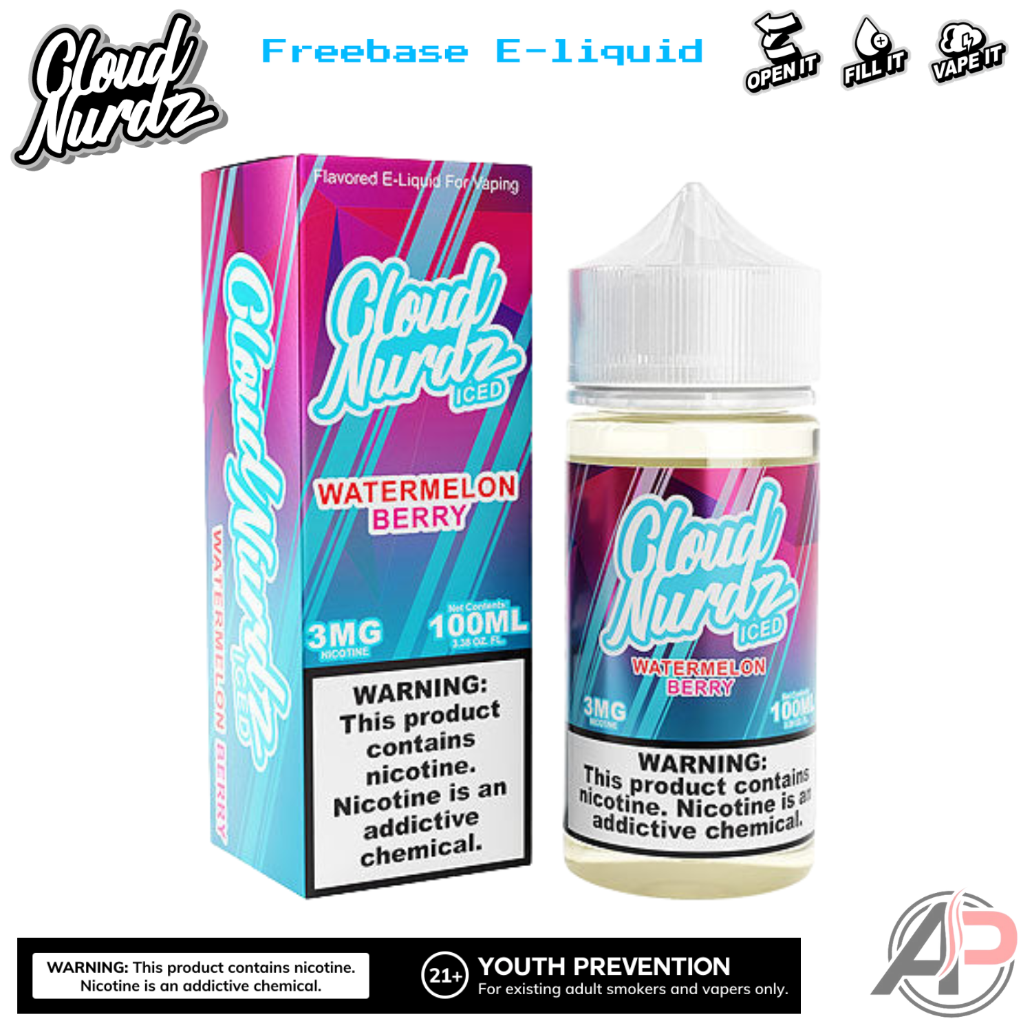 Cloud Nurdz Watermelon Berry Iced E-Liquid 100mL