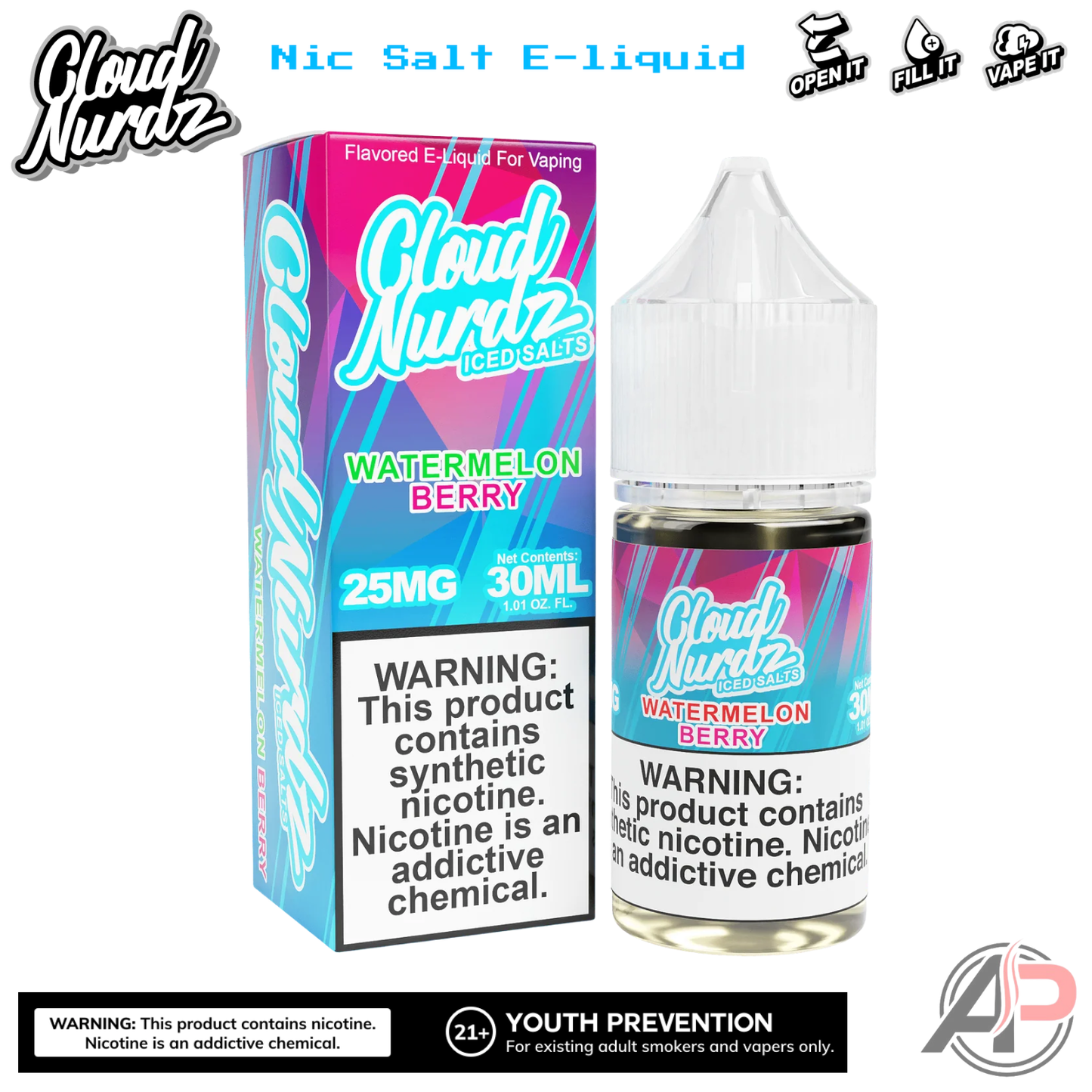 Cloud Nurdz Watermelon Berry Iced E-Liquid 100mL