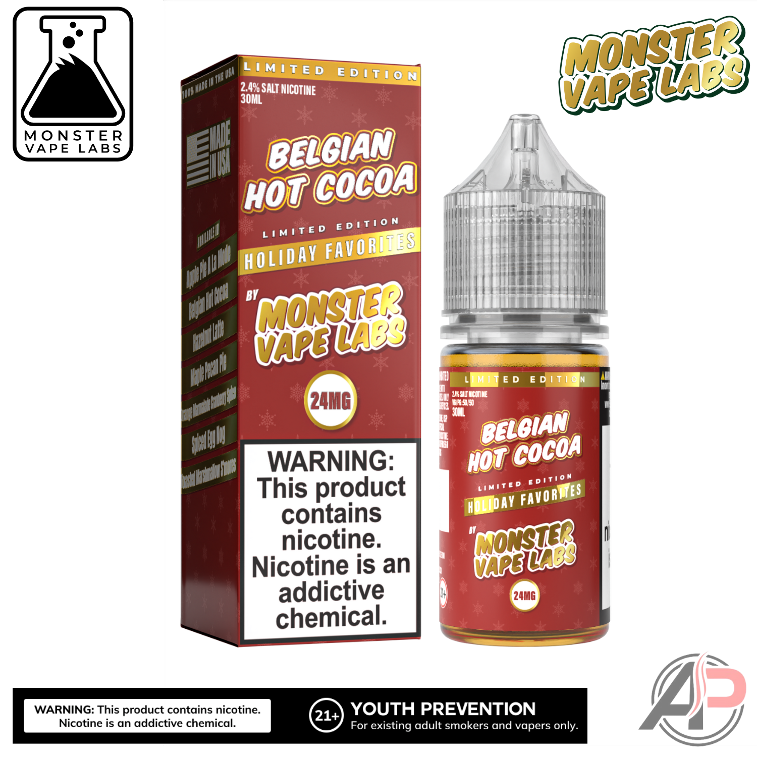Belgian Hot Cocoa E-Liquid By Holiday Monster Vape Labs 100mL