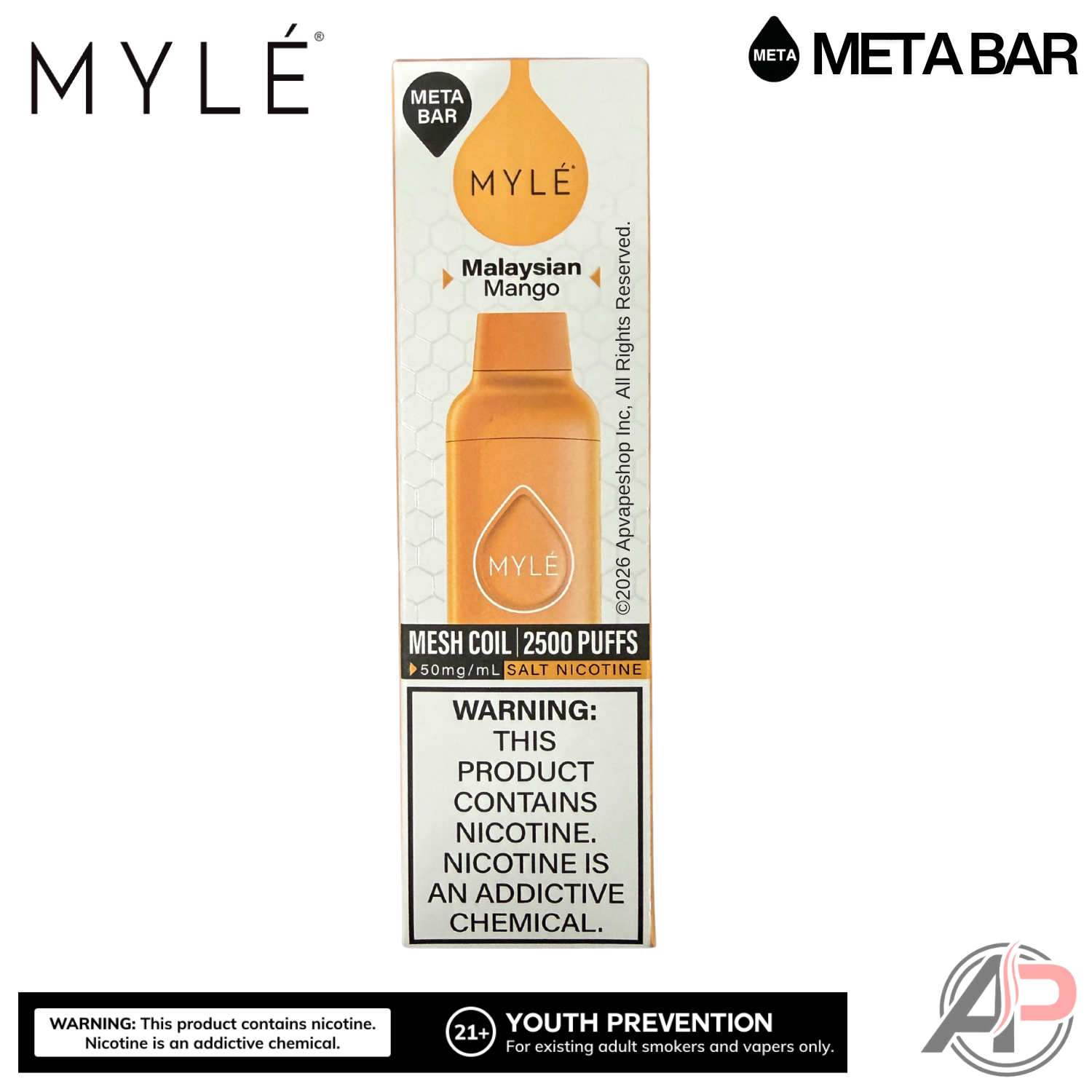 Myle Meta Bar Vape 2500 Puffs Vape Disposable Device
