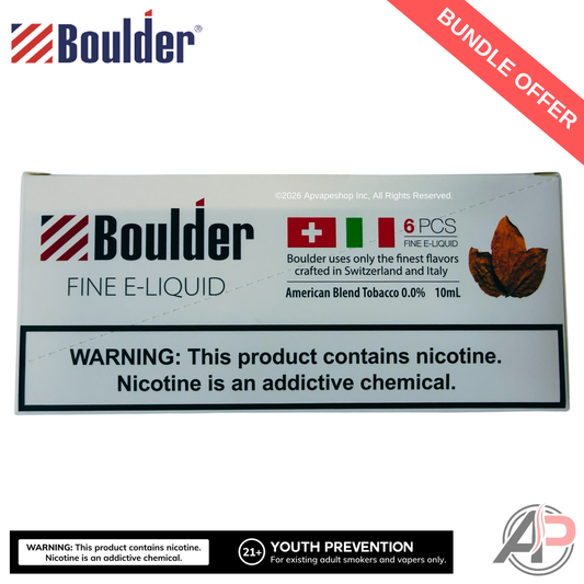 Boulder American Blend Tobacco E-Liquid 10mL 6 Bottle Bundle Box