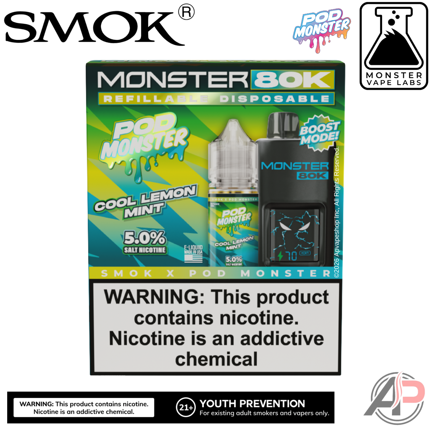 Smok Monster 80k Puffs Refillable Disposable Vape Device