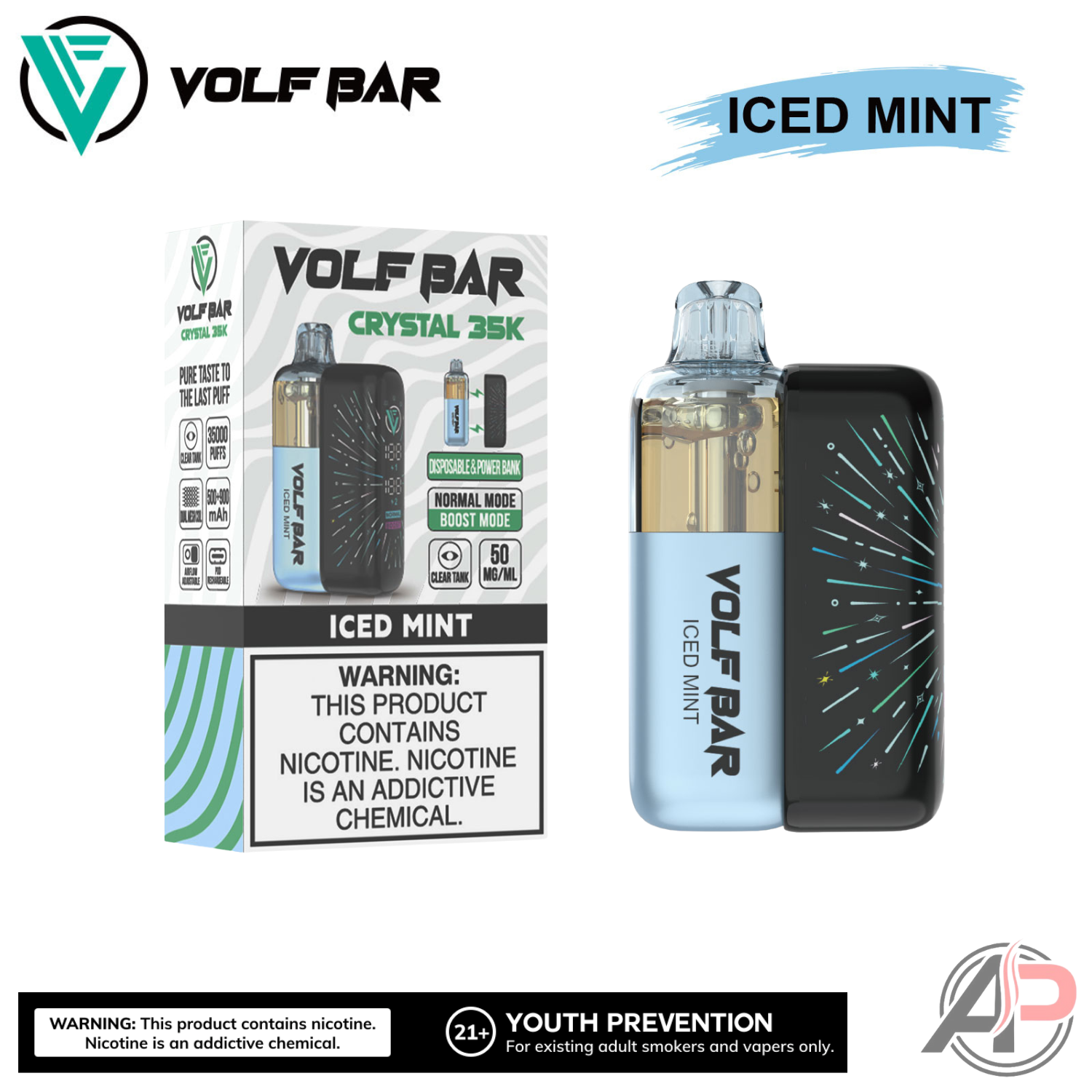 Volf Bar Crystal 35,000 Puffs Disposable Vape Device Apvs Volf Bar Crystal 35,000 Puffs Disposable Vape Device Apvs