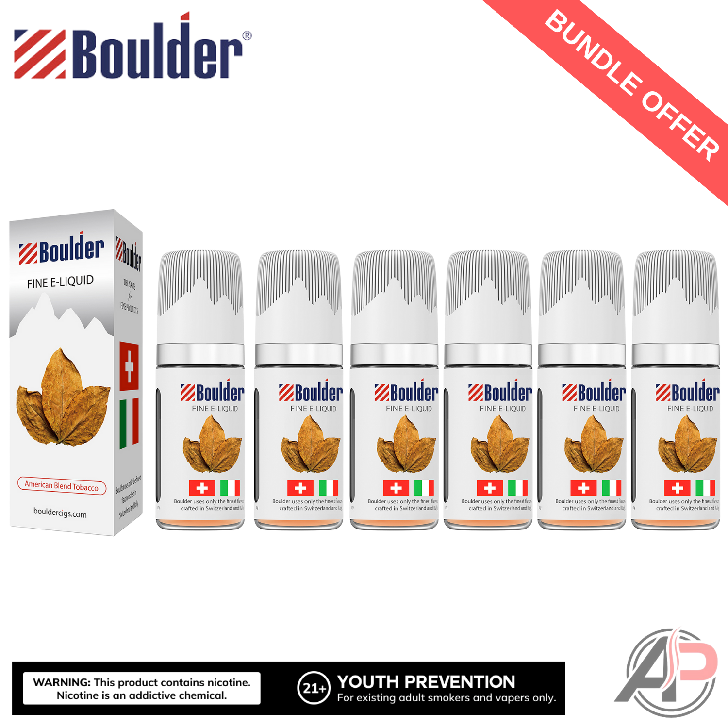 Boulder American Blend Tobacco E-Liquid 10mL 6 Bottle Bundle Box Apvs Boulder American Blend Tobacco E-Liquid 10mL 6 Bottle Bundle Box Apvs