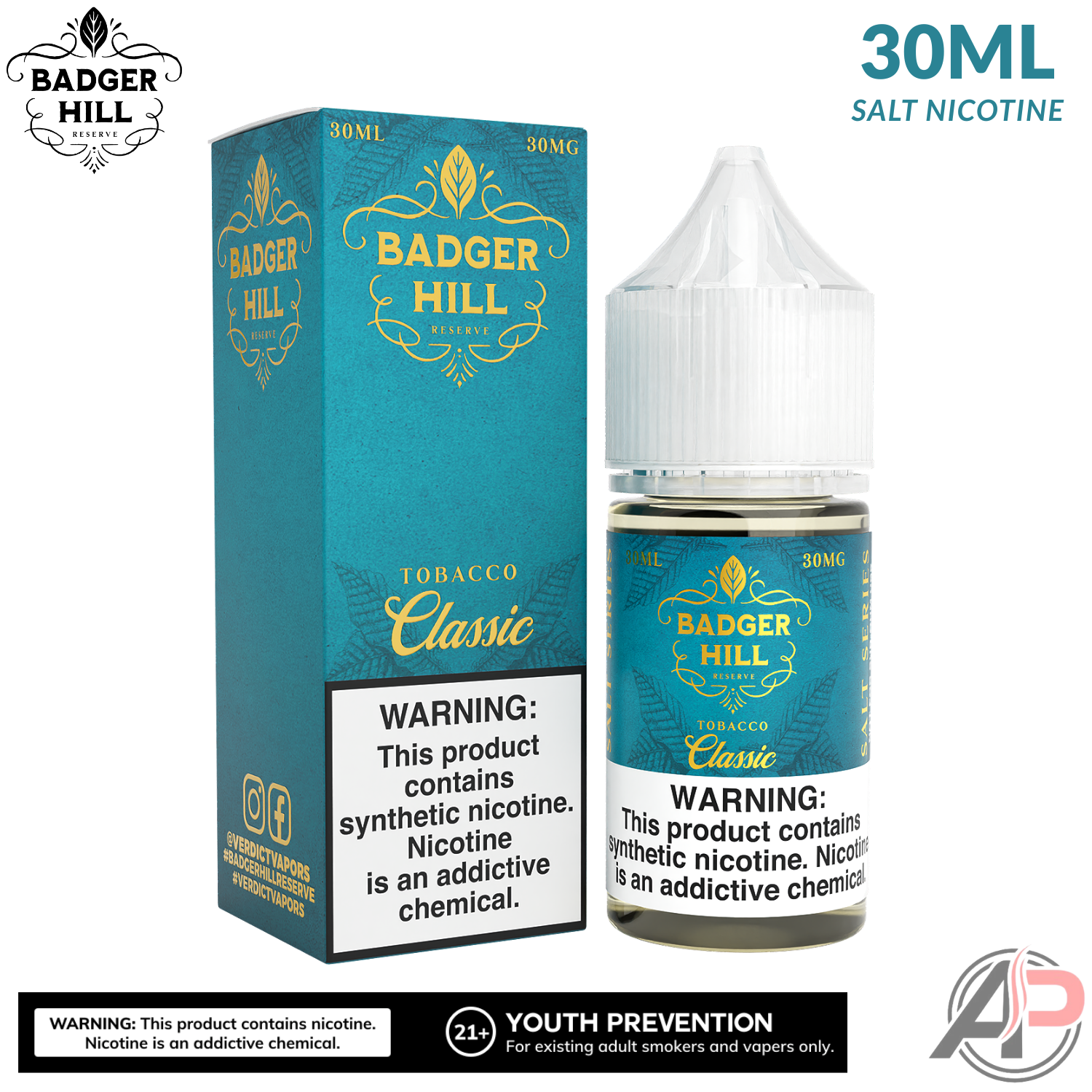 Badger Hill Reserve Classic Tobacco Salt Nicotine 30mL