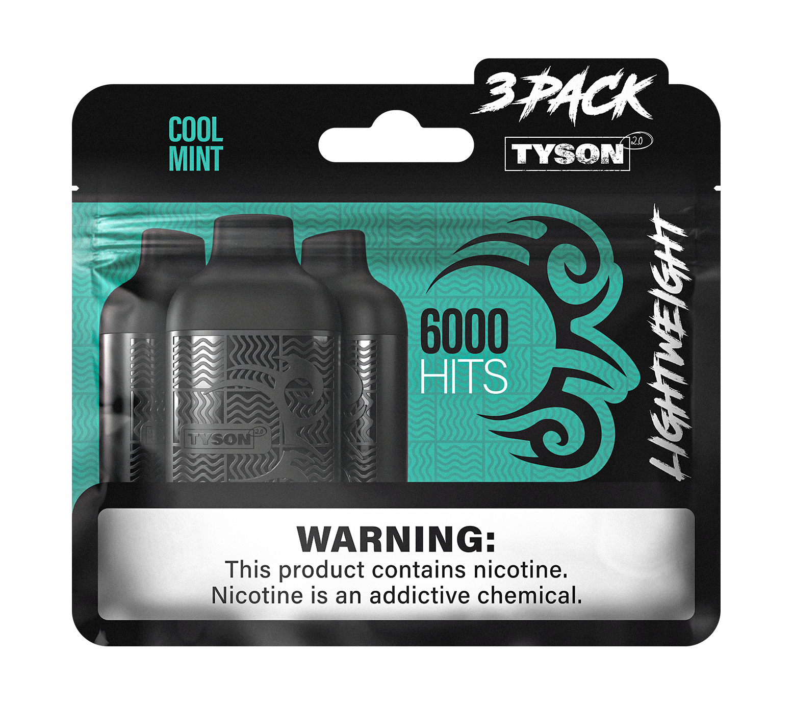 Tyson 2.0 Lightweight 6000 Puffs Disposable Vape Device 3 Pack