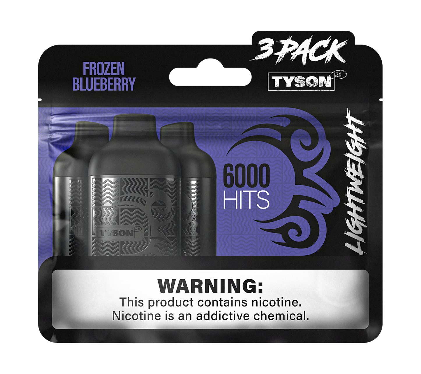 Tyson 2.0 Lightweight 6000 Puffs Disposable Vape Device 3 Pack