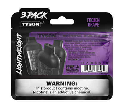 Tyson 2.0 Lightweight 6000 Puffs Disposable Vape Device 3 Pack