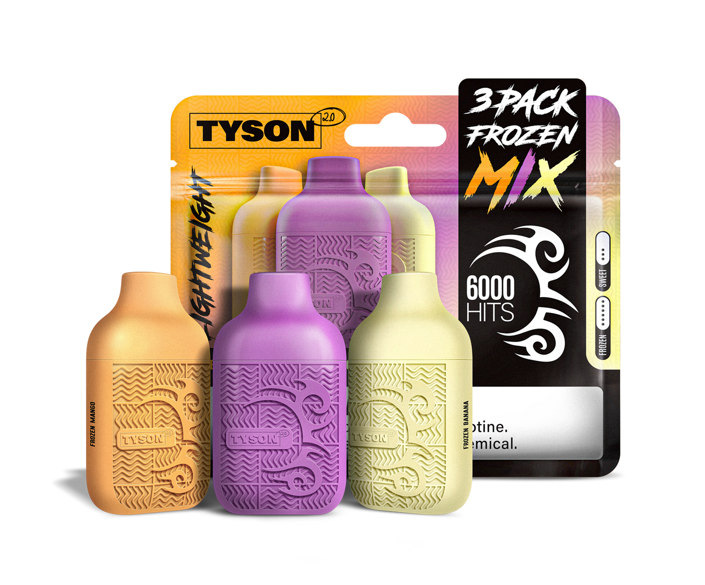 Tyson 2.0 Lightweight 6000 Puffs Disposable Vape Device 3 Pack