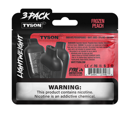 Tyson 2.0 Lightweight 6000 Puffs Disposable Vape Device 3 Pack