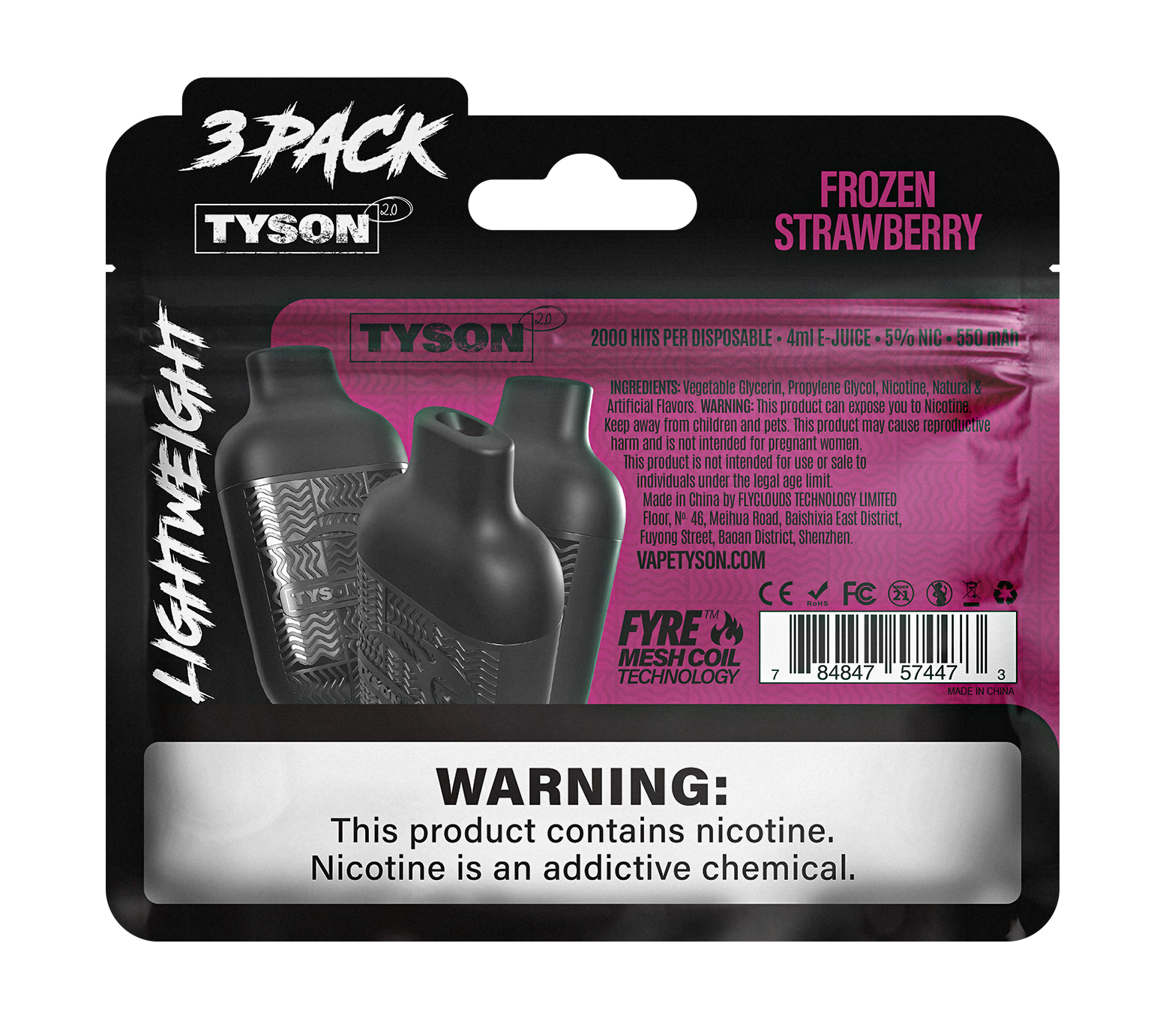 Tyson 2.0 Lightweight 6000 Puffs Disposable Vape Device 3 Pack