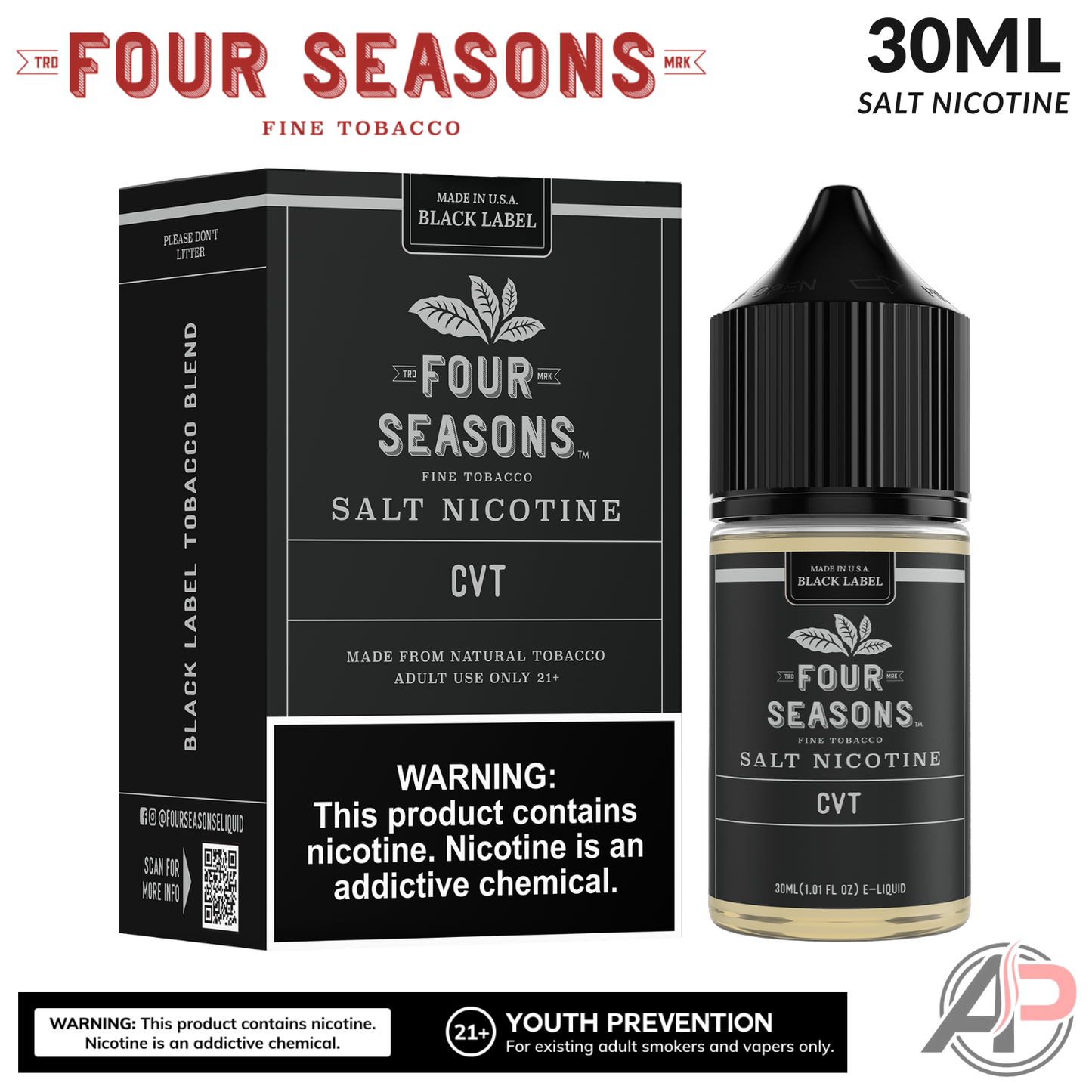 Four Seasons CVT Black Label Salt Nicotine 30mL