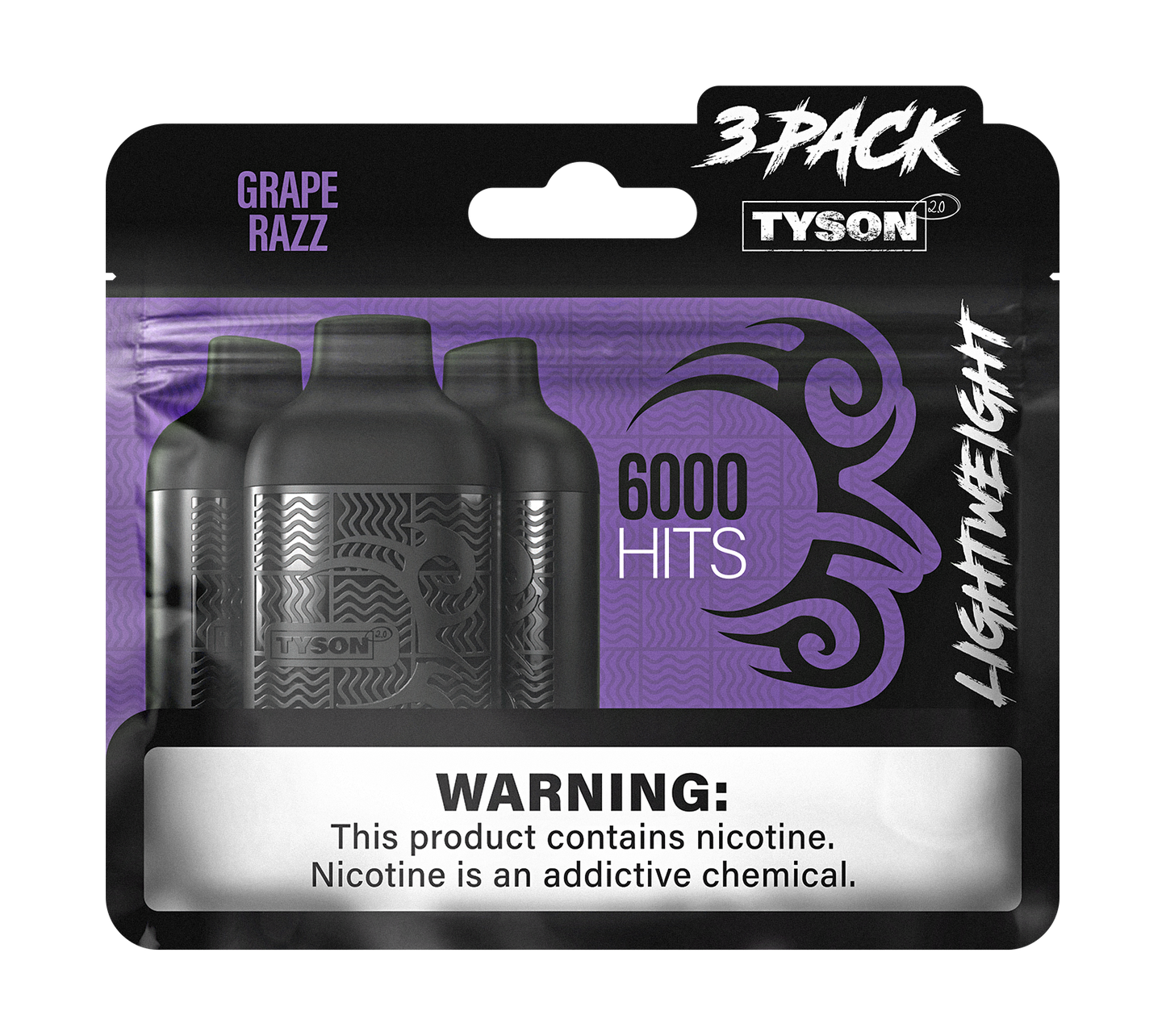 Tyson 2.0 Lightweight 6000 Puffs Disposable Vape Device 3 Pack