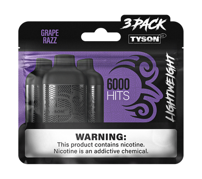 Tyson 2.0 Lightweight 6000 Puffs Disposable Vape Device 3 Pack