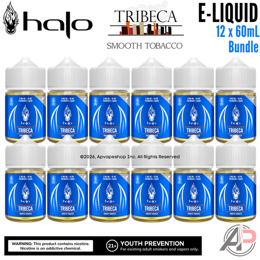 Halo Tribeca Smooth Tobacco E-Liquid 60mL 12 Bottle Bundle Box